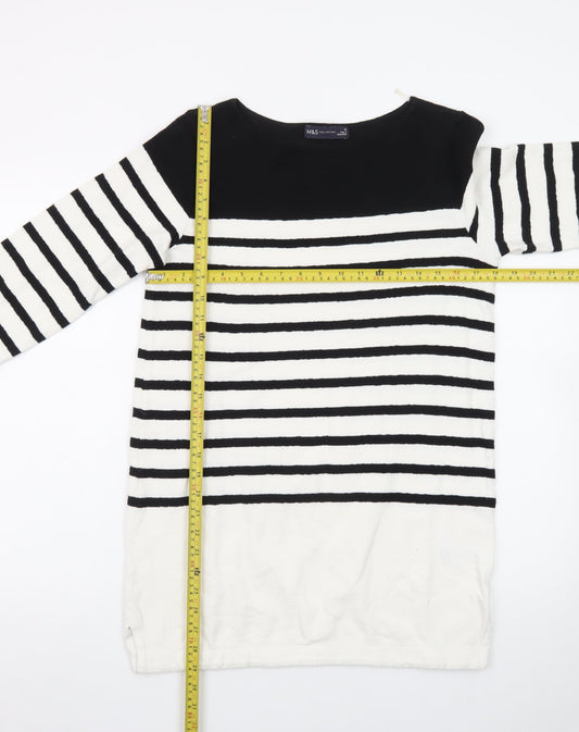 Marks and Spencer Women Black White Stripe Shift Dress Size 10