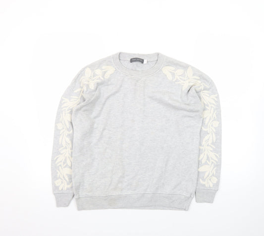 Mint Velvet Women's Grey Embroidered Crew Neck Jumper Size 10