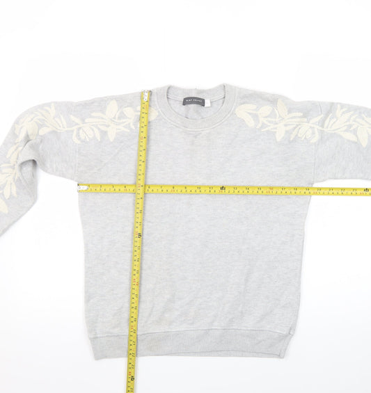 Mint Velvet Women's Grey Embroidered Crew Neck Jumper Size 10