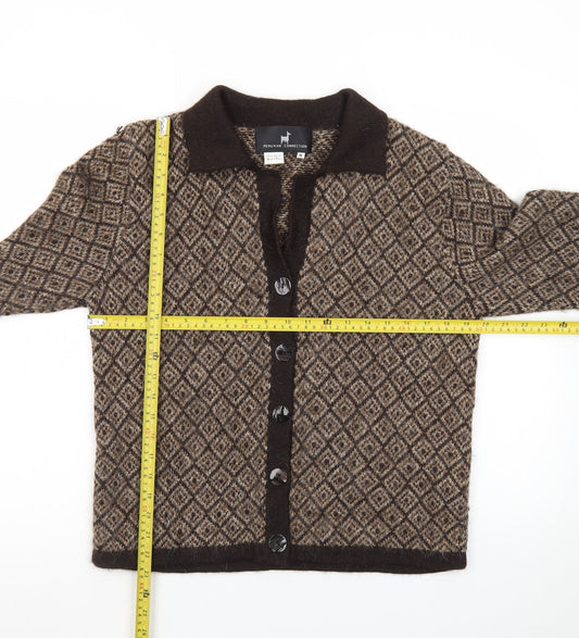 Peruvian Connection Women's Brown Alpaca Diamond Knit Cardigan M