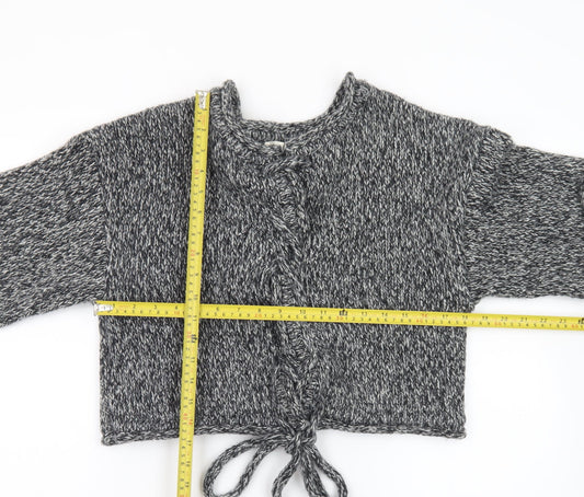 Pull&Bear Women’s Grey Chunky-Knit Tie Front Cardigan Size S