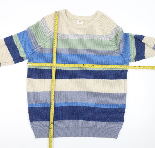 Marks and Spencer Men's Multicoloured Striped Knit Jumper Size L