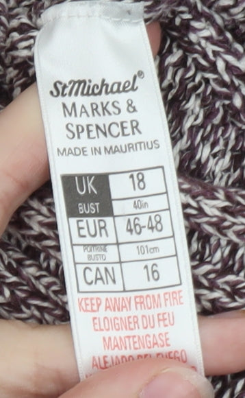 Marks and Spencer Women's Multicoloured Roll Neck Jumper Size 18