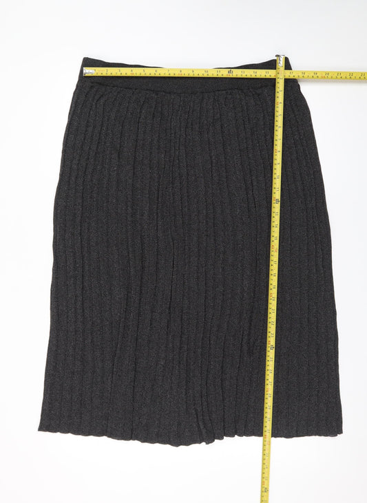 F&F Women’s Grey Pleated Knit Midi Skirt Size 20