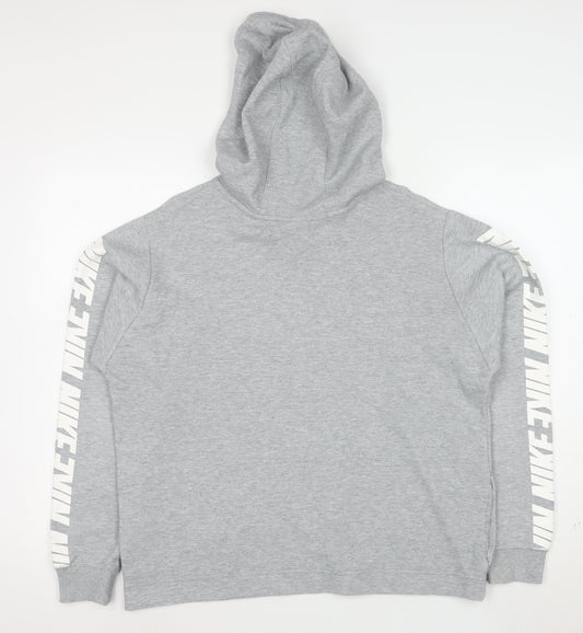 Nike Men's Grey Pullover Hoodie Size M Sportswear Logo Style