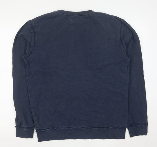 Markham Men's Blue Cotton Crew Neck Pullover Sweatshirt L