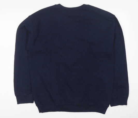 Gildan Men's Blue Heavy Blend Crew Neck Logo Sweatshirt M