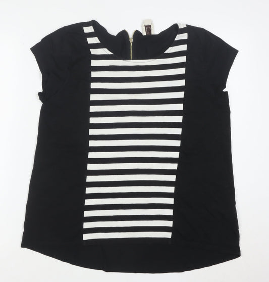 Anne Klein Women’s Black Striped Zip Back Tunic Blouse Size L