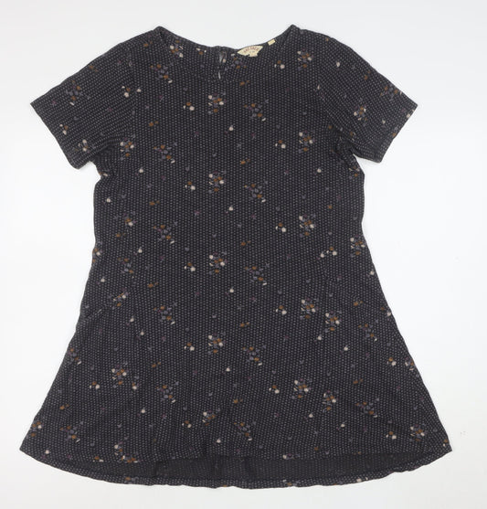 FatFace Womens Blue Floral Short Sleeve A-Line Dress Size 10