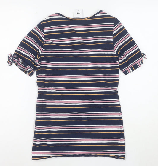 ml Women's Multicoloured Striped Wrap Jersey V-Neck T-Shirt Size S