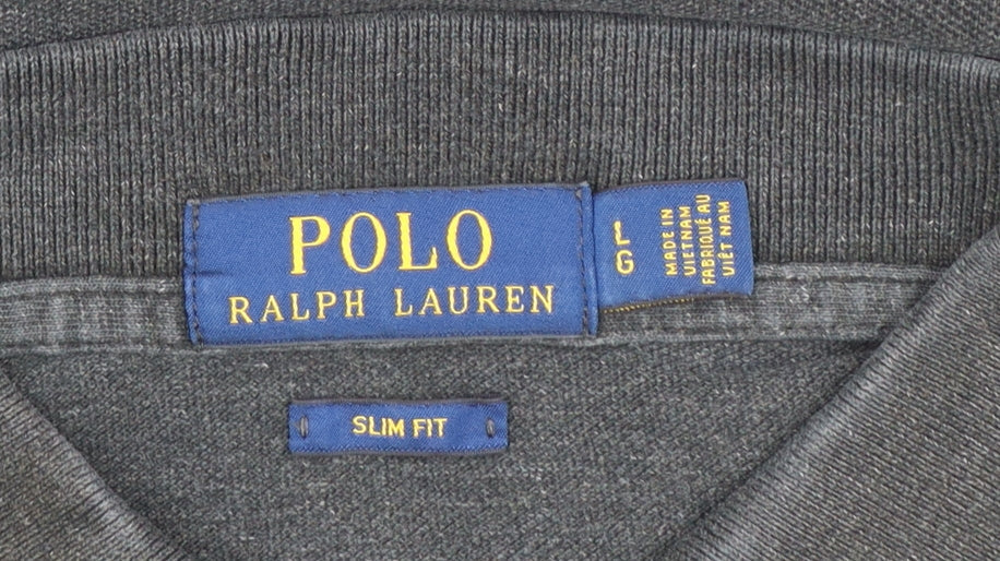 Ralph Lauren Men's Black Slim Fit Polo Shirt Size L