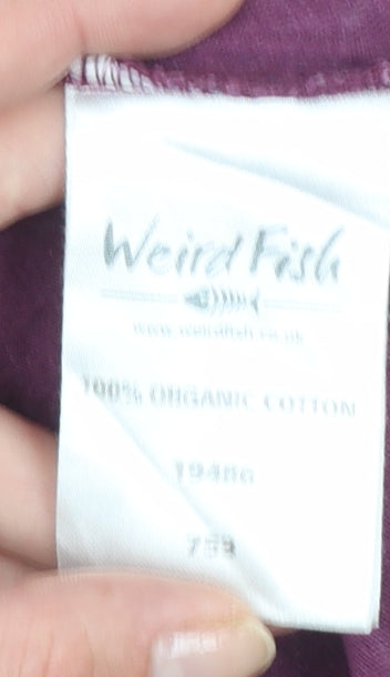 Weird Fish Womens Purple Cotton Tunic Top Size 12 3/4 Sleeve