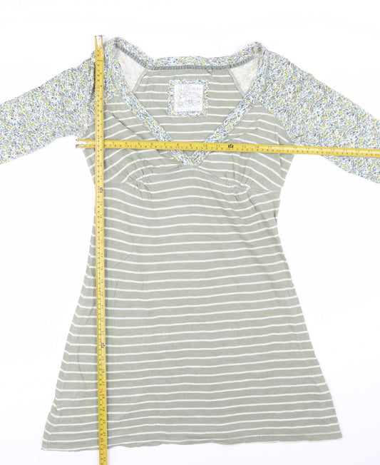 Fat Face Women’s Green Striped A-Line Jersey Dress Size 10