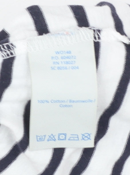 Boden Women Blue White Striped Cotton T-Shirt UK 10