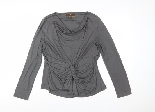 Fenn Wright Manson Women’s Grey Long Sleeve Cowl Neck Wrap Blouse Size 18