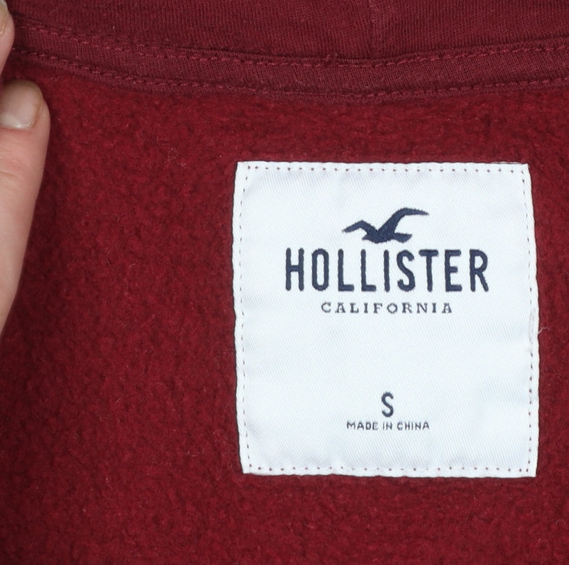 Hollister Women's Red Full Zip Hoodie S - Casual Logo Sweatshirt
