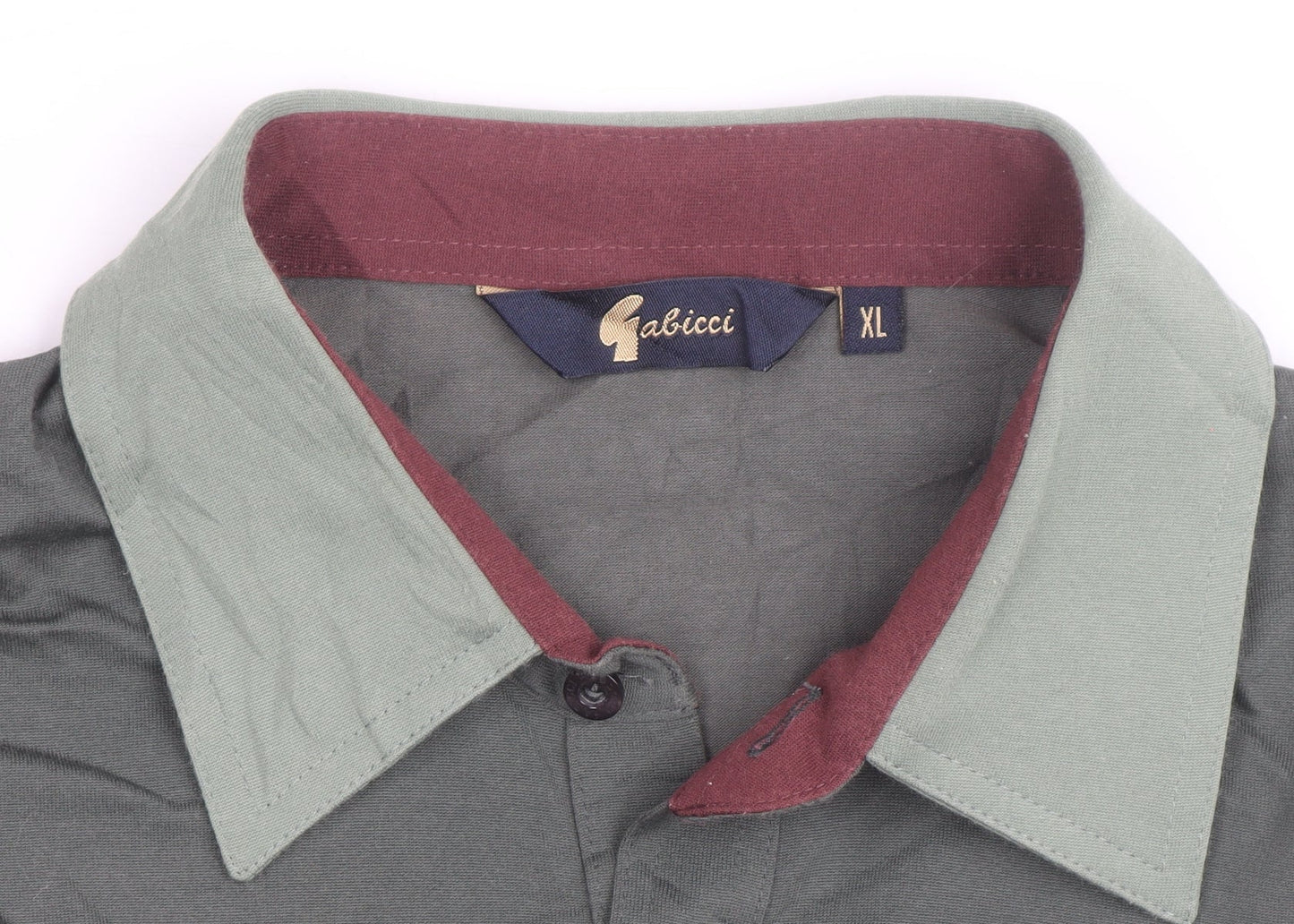 Gabicci Men's Green XL Polo Shirt Retro Contrast Collar Cotton Blend