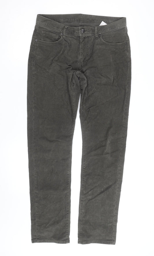 Uniqlo Men's Grey Corduroy Straight Jeans Size M Regular Fit