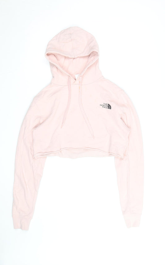 Additional front view of The North Face unisex pink graphic pullover hoodie, size M
