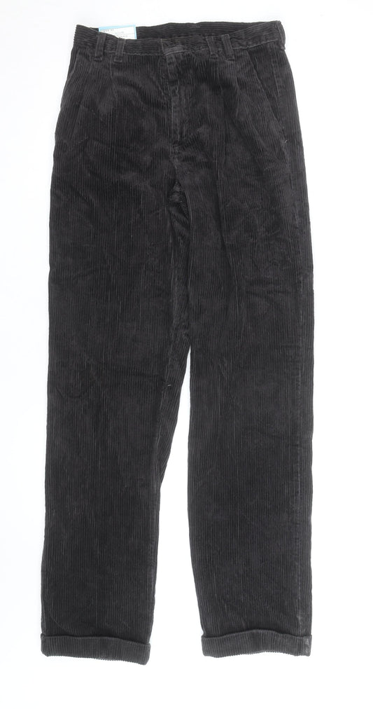 Wrangler Mens Black Corduroy Straight Jeans 30x32 Regular Fit Retro