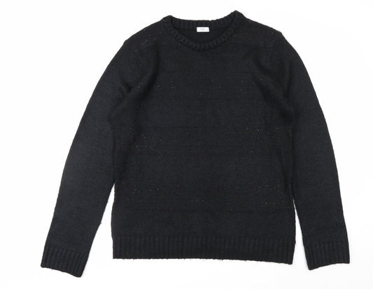 Cotton Traders Women's Black Acrylic Knit Crew Neck Jumper Size 14/16
