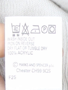 Marks and Spencer Men Ivory V-Neck Knit Acrylic Sleeveless Vest L