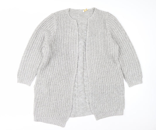 Cotton Traders Womens Grey Chunky Knit Long Cardigan Size 16