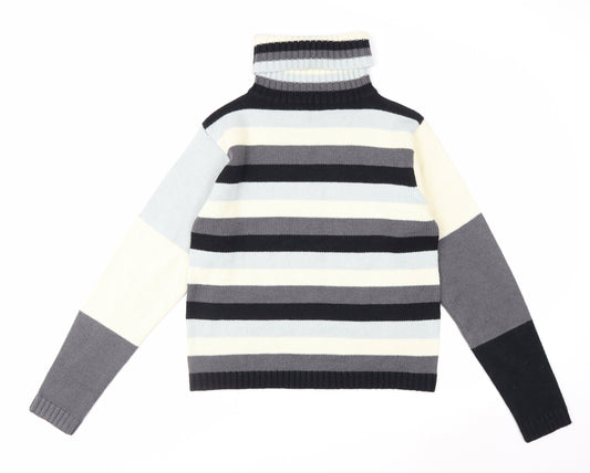 Additional front view of AD Woman Multicoloured Roll Neck Striped Knit Jumper M