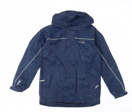 Additional front view of Regatta Men’s Blue Waterproof Hooded Rain Coat Jacket, size 32
