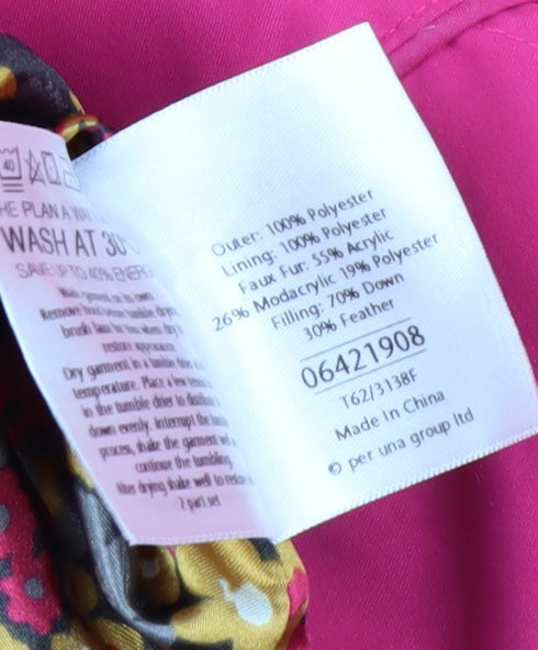 Marks and Spencer Per Una Women's Pink Puffer Jacket L Hooded Winter Coat