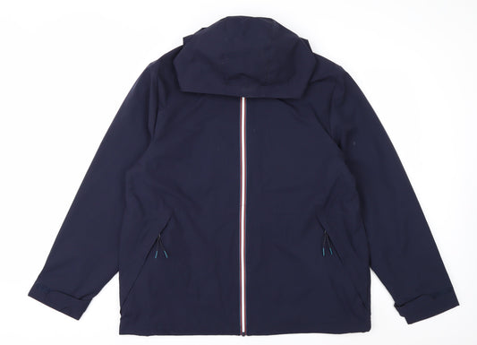 F&F Men's Blue XL Waterproof Hooded Rain Jacket