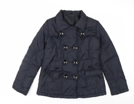 E-vie Women’s Black Size 10 Short Padded Button Pea Coat Jacket