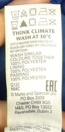 Marks and Spencer Women Blue Size 10 Puffer Jacket Quilted Mid-Length