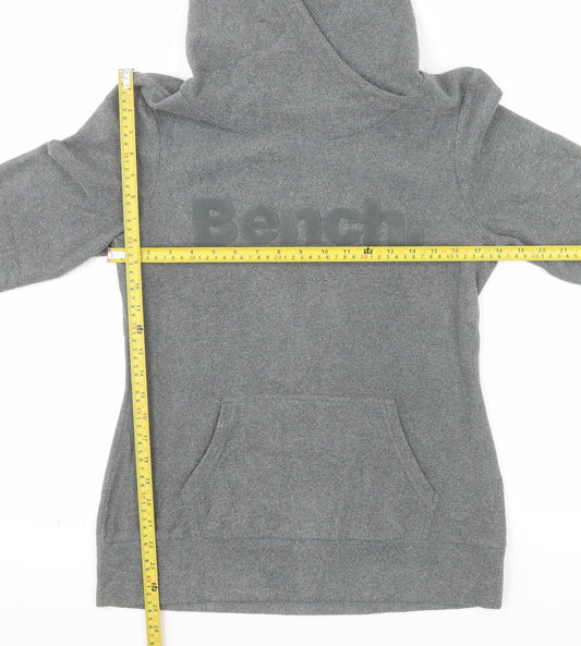 Bench Women Grey Pullover Hoodie Medium Polyester Logo Design