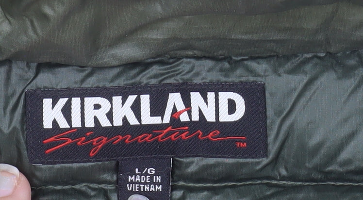 Kirkland Signature Men's Green Nylon Down Puffer Jacket L