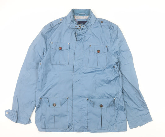 Alvaro Moreno Men's Blue Military Style Jacket Size L Polyester