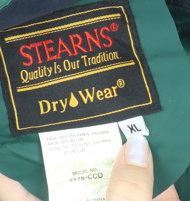 Stearns Men's Green XL Waterproof Rain Coat Hooded Jacket