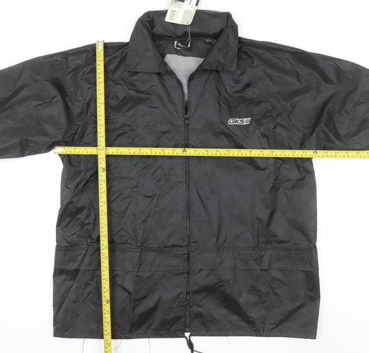 GKS Men’s Black Waterproof Full Zip Outdoor Rain Jacket L
