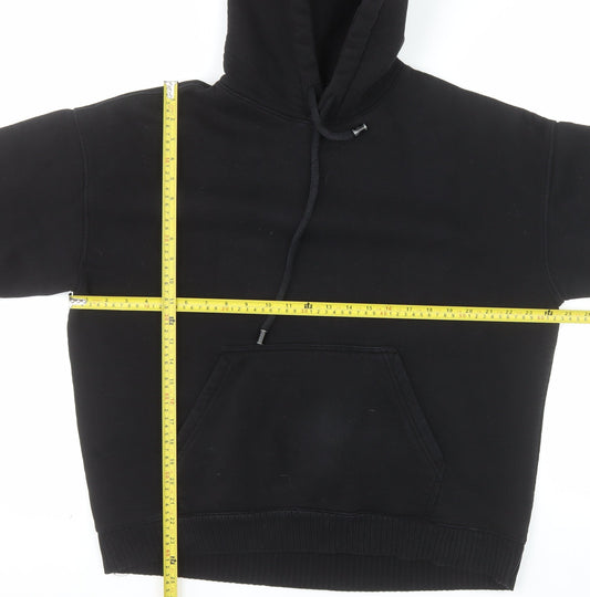 Zara Mens Black Pullover Hoodie Size S Regular Fit Fleece