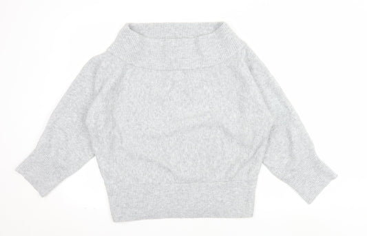 Pull&Bear Women Grey Roll Neck Wool Blend Relaxed Fit Jumper Size 12