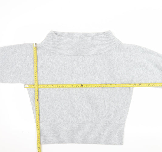 Pull&Bear Women Grey Roll Neck Wool Blend Relaxed Fit Jumper Size 12