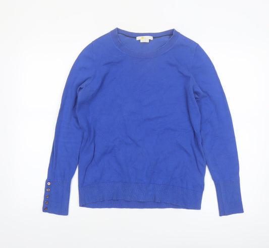 Boden Women Blue Cotton Crew Neck Jumper Medium