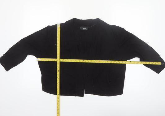 Wallis Women’s Black Knit Open Cardigan L 3/4 Sleeve Lightweight