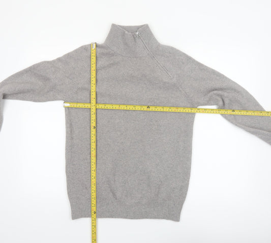 Marks and Spencer Women's Grey High Neck Zip Knit Jumper XS