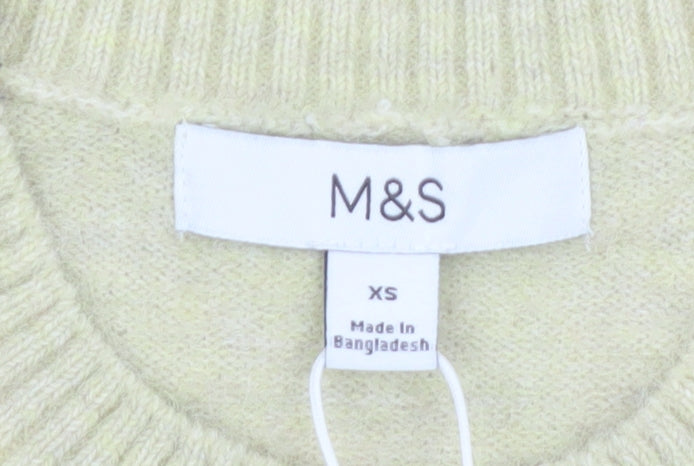 Marks and Spencer Women’s Beige XS Embroidered Short Sleeve Knit Jumper