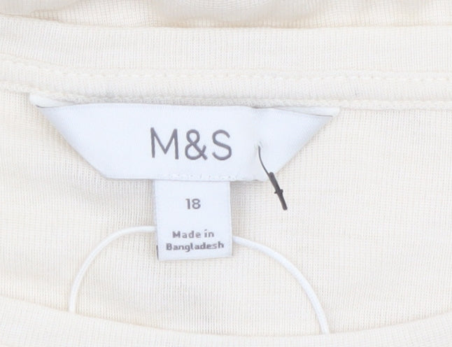 Marks and Spencer Women’s Ivory Long Sleeve Jersey Top Size 18