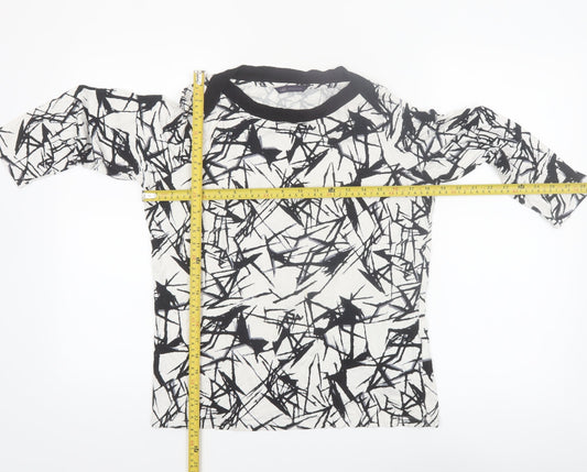 Marks and Spencer Womens Black White Geometric Jersey T-Shirt Size 14