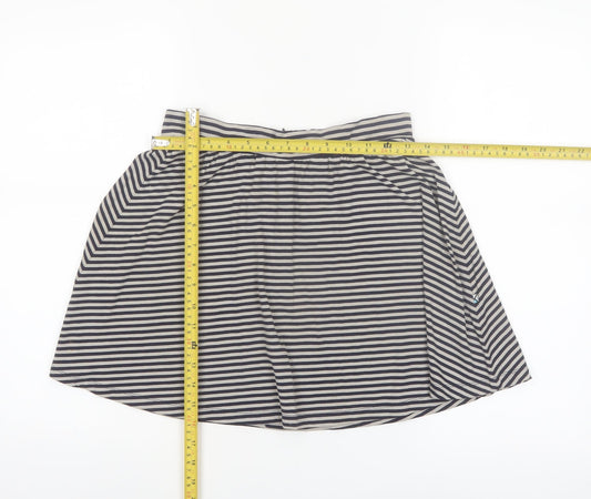 Kling Women’s Navy Striped A-Line Skirt Size 8 Stretch Jersey