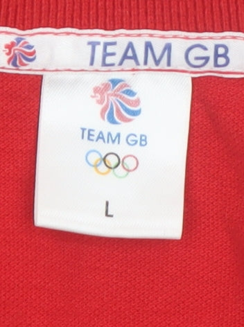 Team GB Men's Red Polo Shirt L Sport Collared Cotton Top