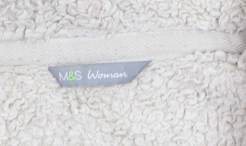 Marks and Spencer Women Beige Fleece 1/4 Zip Pullover Sweatshirt Size 12